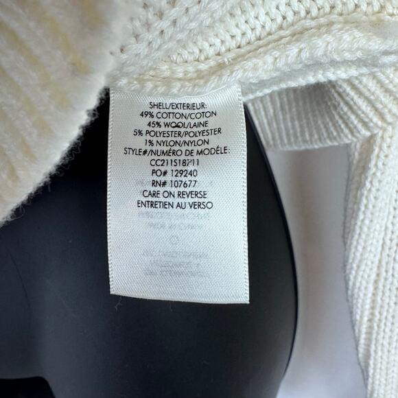 ALICE + OLIVIA Cream Beau Relaxed Fit Black Bow Detail Cable Sweater Small - Picture 6 of 7